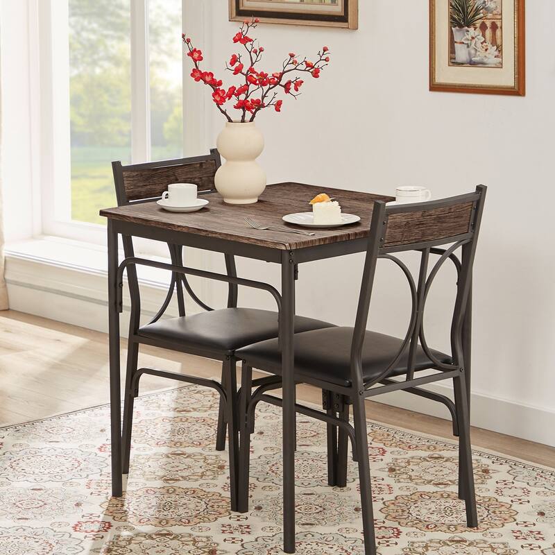 VECELO Bistro Kitchen Dining Table and Chair Set of 2 or 4, Dining Sets (3PCS/5PCS)