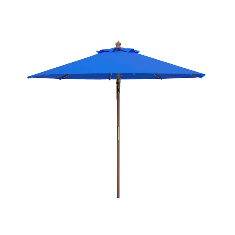 SAFAVIEH Zlatana 9 Ft Wooden Outdoor Umbrella - Pacific