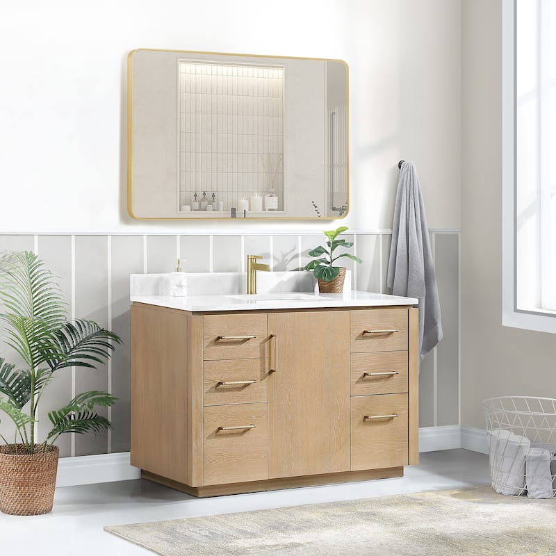 San Single Bath Vanity with Composite Stone Top and Mirror