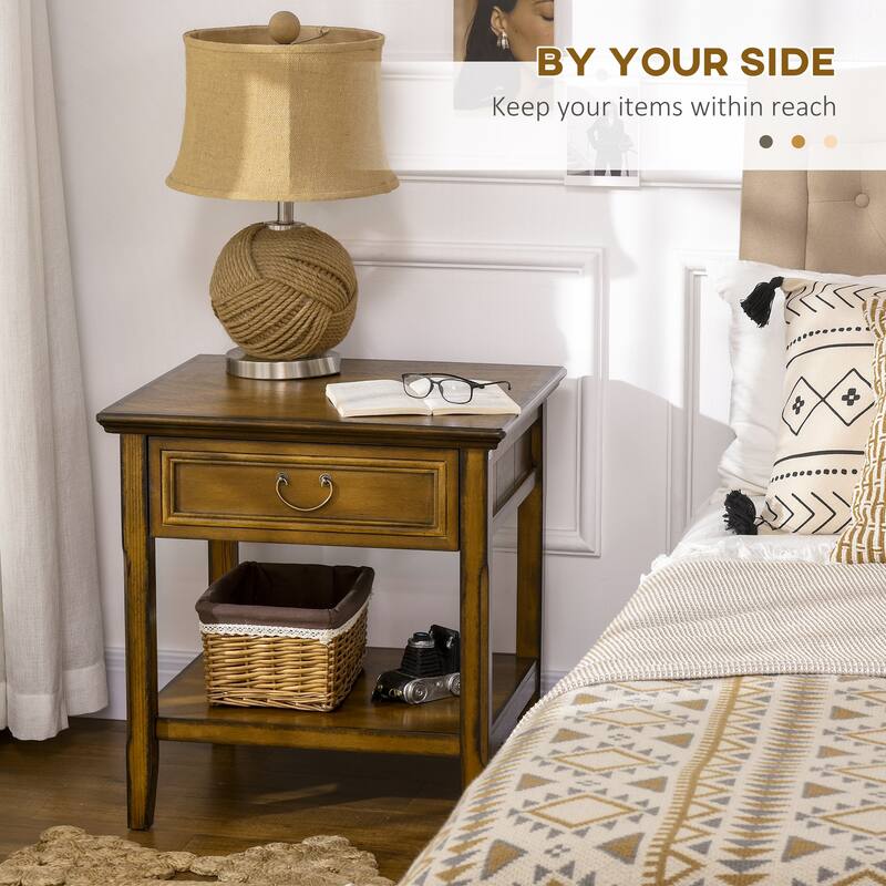 Side Table with Drawer and Open Shelf