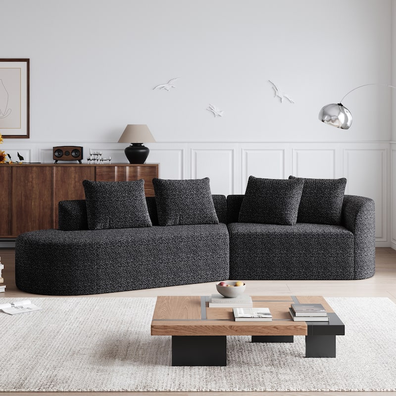 GDFStudio - Blackwood Chenille 4-Seater Oversized Sectional Sofa with Pillows
