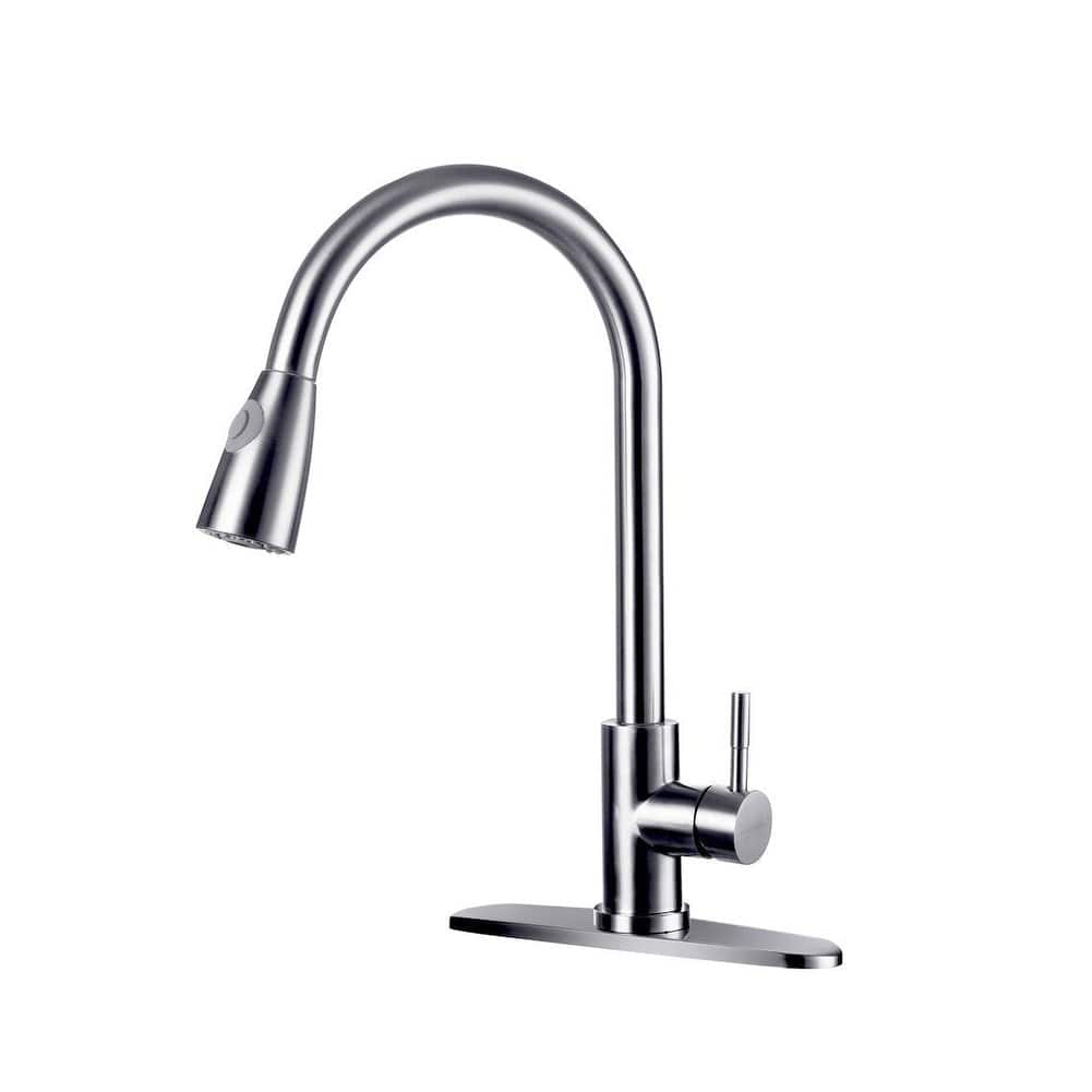 Brushed nickel pull out sprayer kitchen sink faucet - 7'9" x 10'10"
