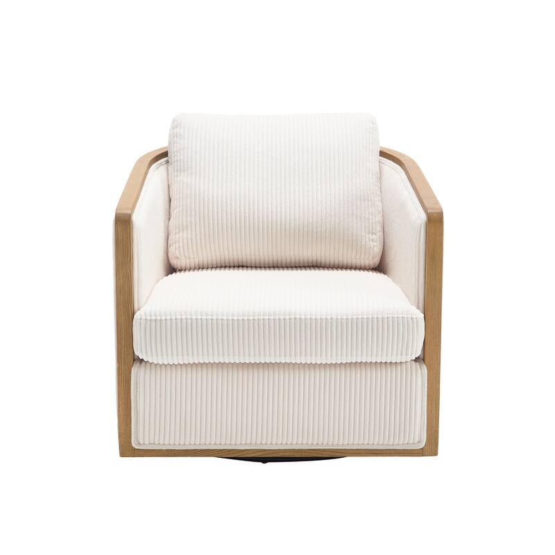 Corduroy Barrel Chair, Comfortable Living Room Accent Sofa Chair, 360 Degree Swivel Side Club Chair Leisure Arm Chair