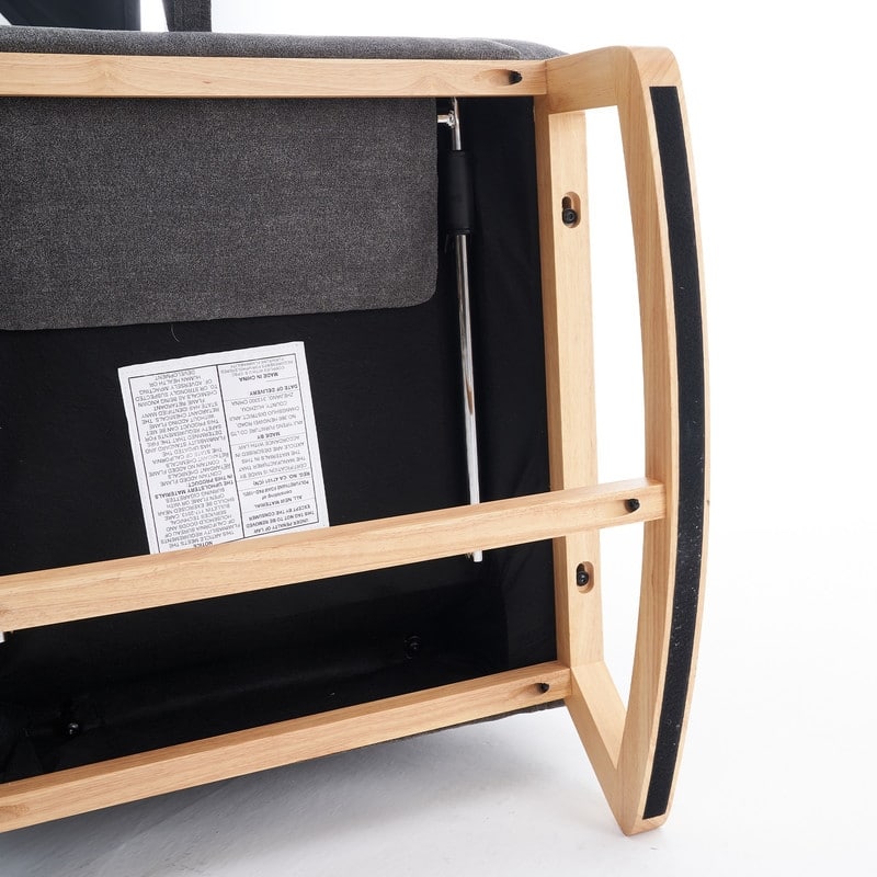 Modern Accent Rocking Chair with Footrest High Back Rubber Wood Rocking Legs Bedroom Living Space 26.77D X 38.36W X 39.76H Inch