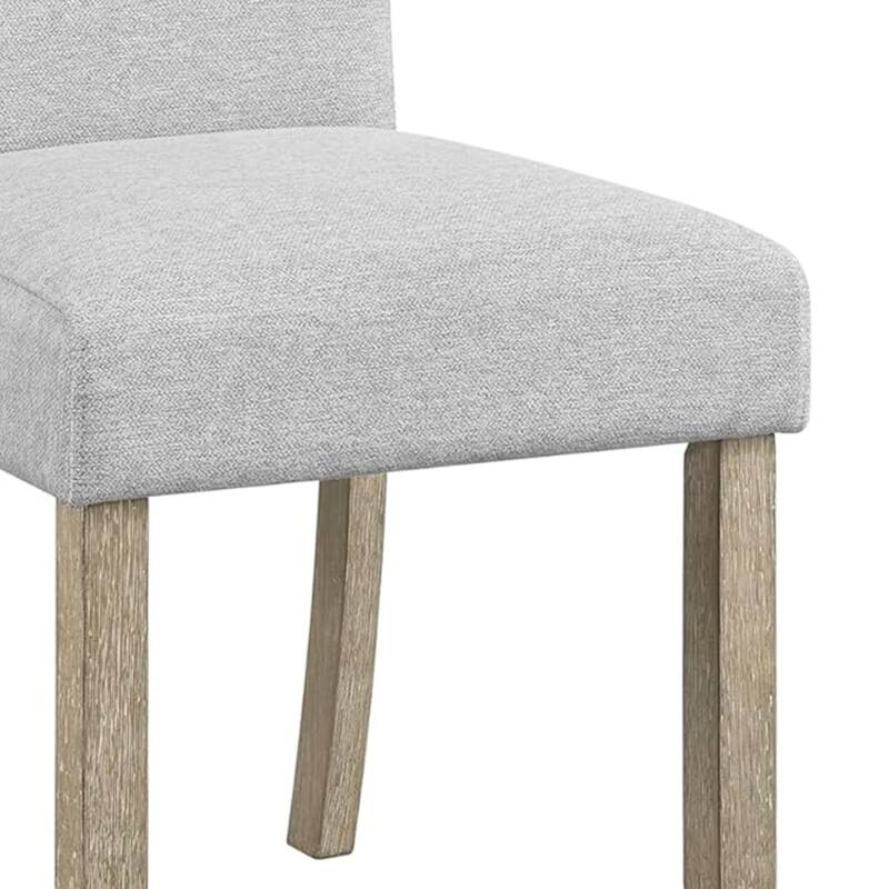 Koji Dining Chair Set of 2, Gray Fabric Padded Seat, Brown Wood Frame