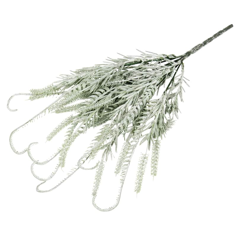 Set of 2 Soft Touch Frosted Green Artificial Mixed Rosemary Fern Leaf Stem Plant Greenery Foliage Bush 14in
