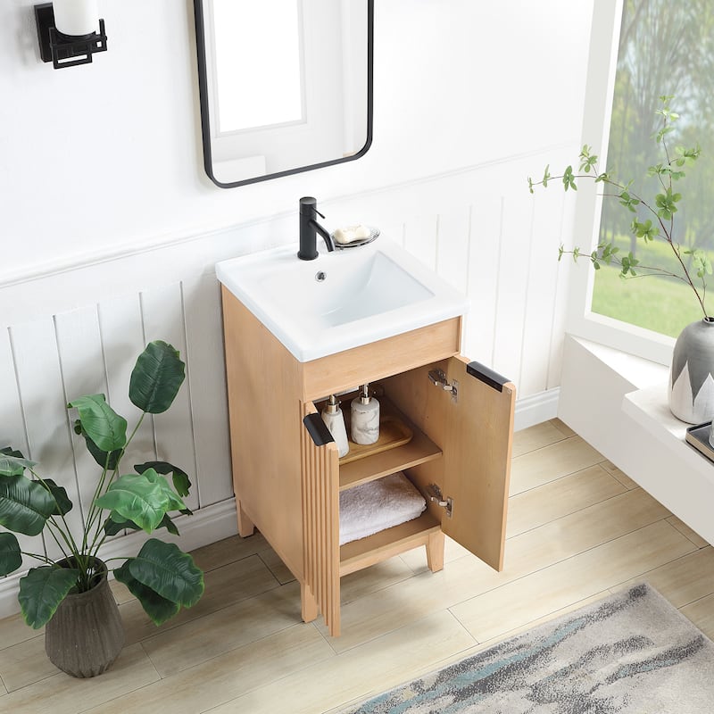 Palos Single Bath Vanity with Ceramic Basin Top without Mirror