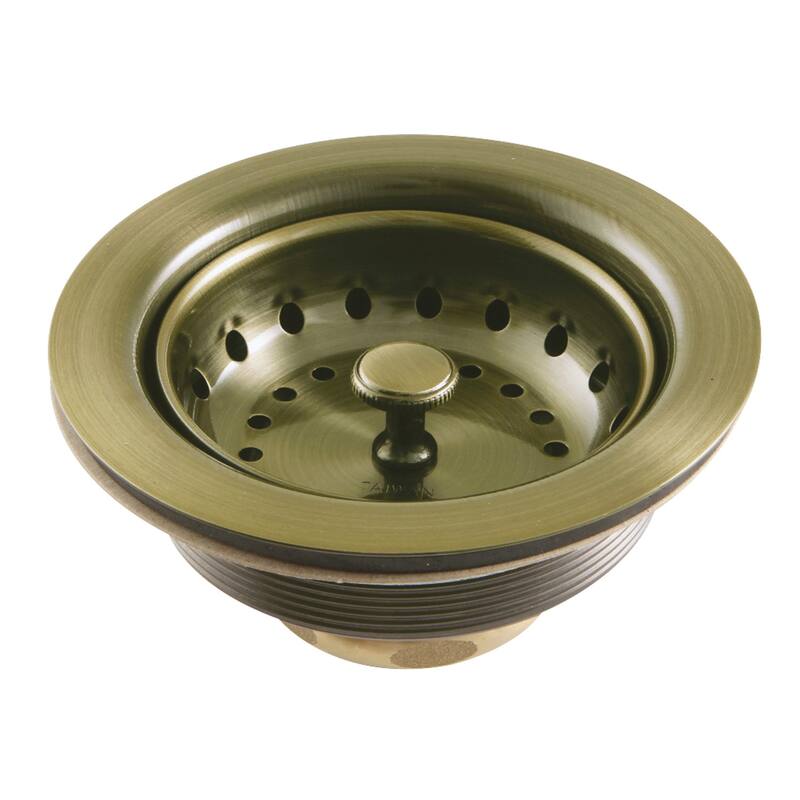Kingston Brass Tacoma Stainless Steel Kitchen Sink Basket Strainer - Antique Brass