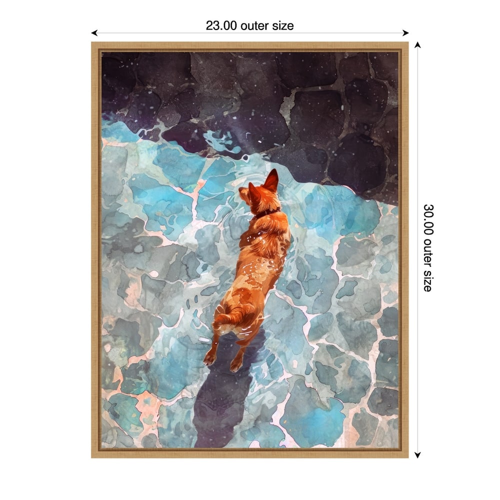 Dogs Life Wading by Justyna Jaszke Framed Canvas Wall Art