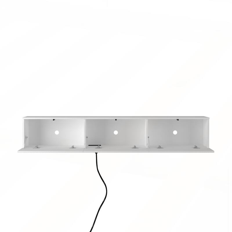 Floating TV Stand Wall Mounted with 16 Color LEDs
