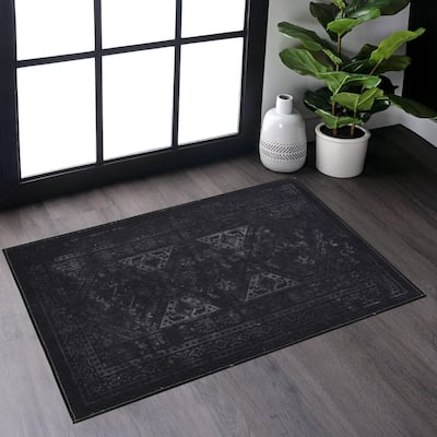Vintage Rustic Multi-Color Washable Rug