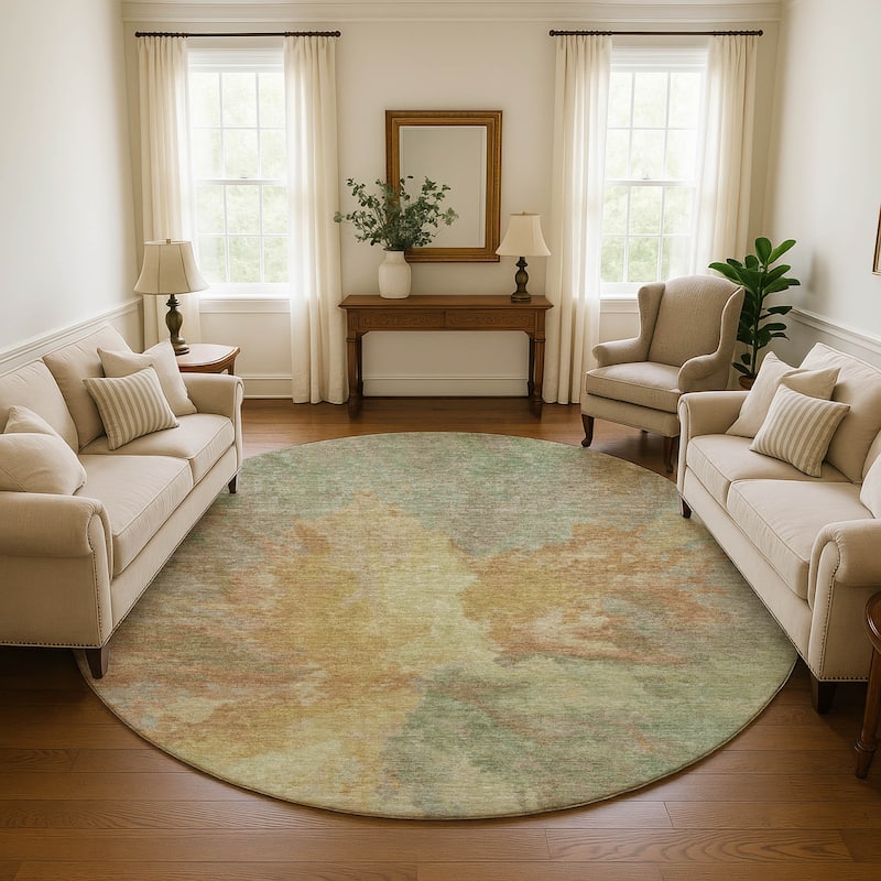 Premium Washable Super Soft Abstract Burst Mayfield Rug - Aloe - 8' x 8'