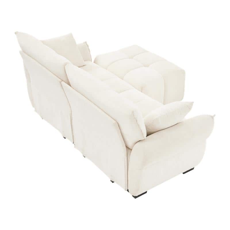 78.7" Chenille Two Seater Upholstered Sofa with Ottoman