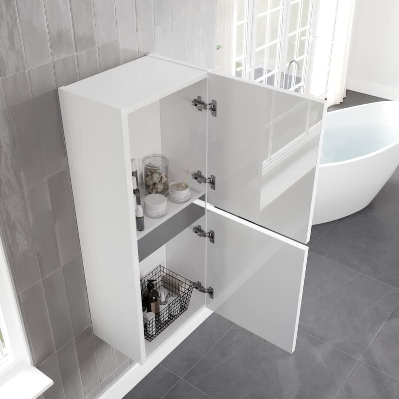 Eviva Olivia 12"W x 8"D x 24"H White Wall-Mounted Linen Cabinet