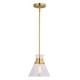 preview thumbnail 8 of 9, Harper 1L Gold Brass Mid-Century Modern Pendant Light Clear Glass - 8.5-in W x 19.25-in H x 8.5-in D