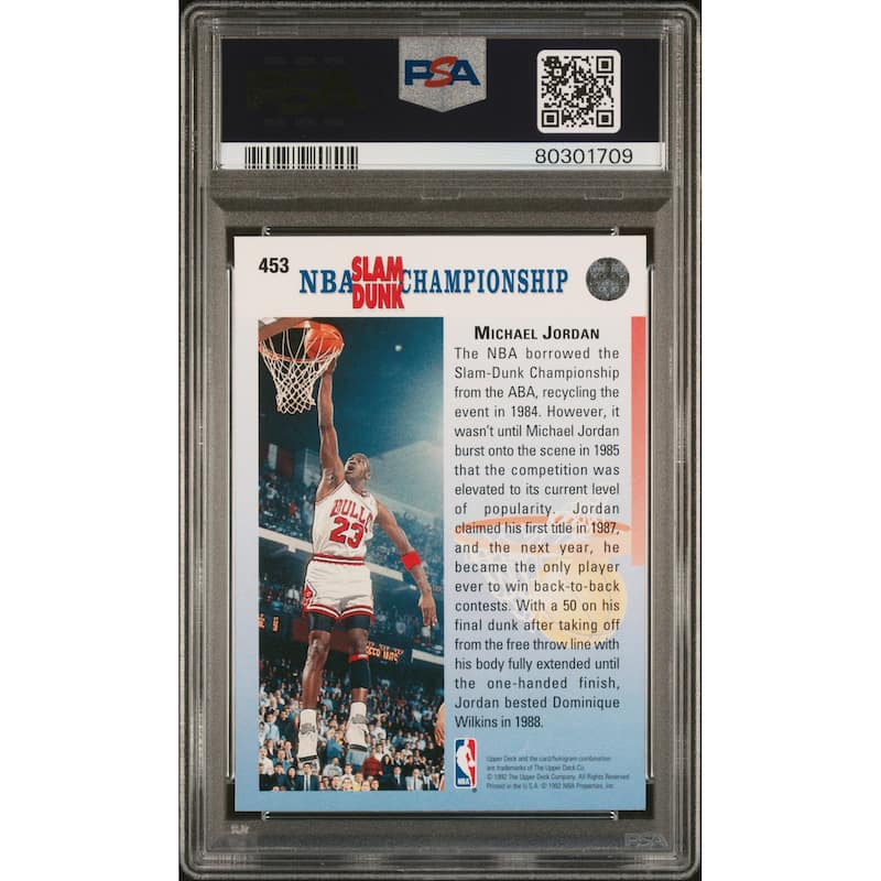 Michael Jordan 1992 Upper Deck Champ 1987 & 1988 Card #453 Graded PSA 8 - 8'6" x 11'6"