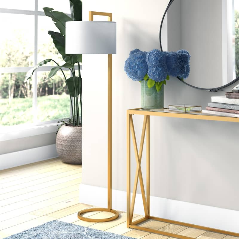 Grayson 68" Tall Floor Lamp with Fabric Shade - Brass with Round Shade