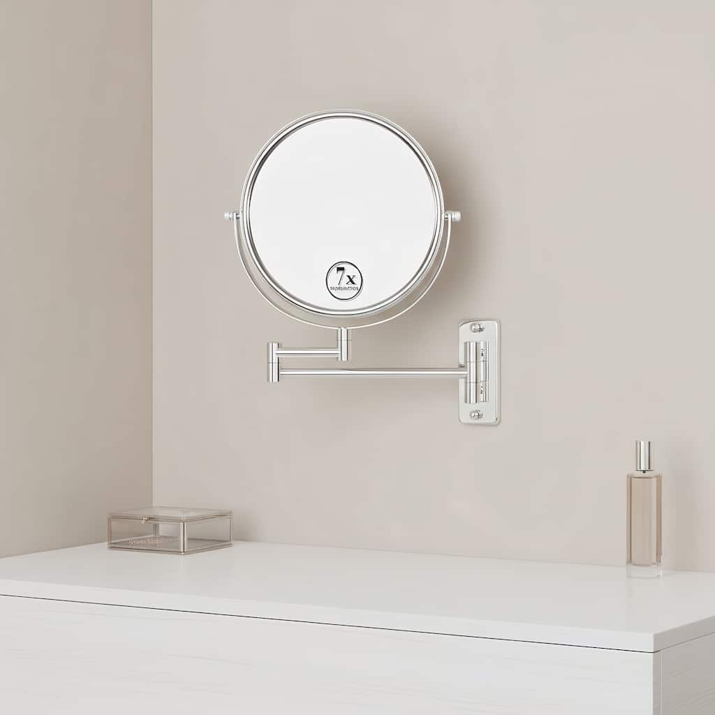 Wall Mount Zoom Makeup Mirror Double-Sided Chrome Finish