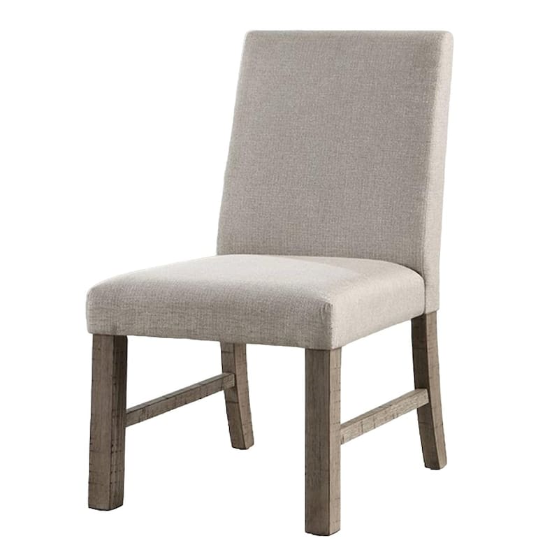 Rustic Gray Finish Dining Chairs Set of 2, Wood Accent Kitchen Visitor Chair, Upholstered Seats Chairs Dining Room Furniture