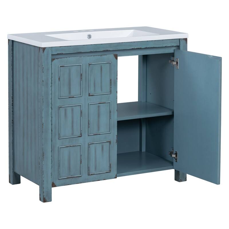 36" Retro Bathroom Vanity Organizer with Sink, Combo Cabinet Set, Bathroom Storage Cabinet