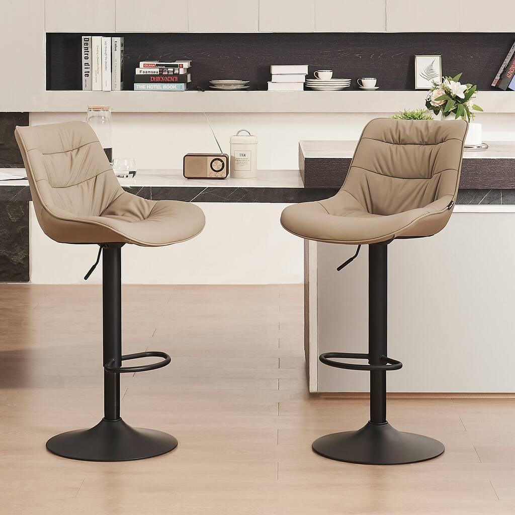 Modern Bar Stools Set of 2, Upholstered Counter Stools with Backrest
