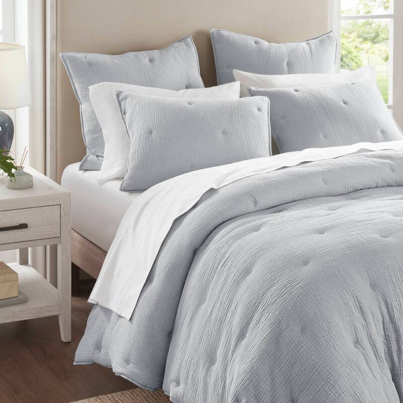 Harbor House Breeze Cotton Gauze Embroidered Quilt Set