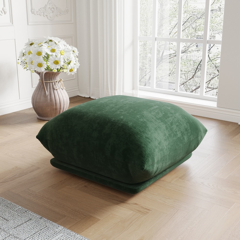 Mid-Century Modern Modular Soft Chenille Ottoman Footrest, Modern Square Ottoman Seat