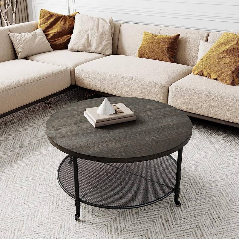 Industrial Console Table, 2-Tier Accent Table Coffe Table - Black - Coffee Table