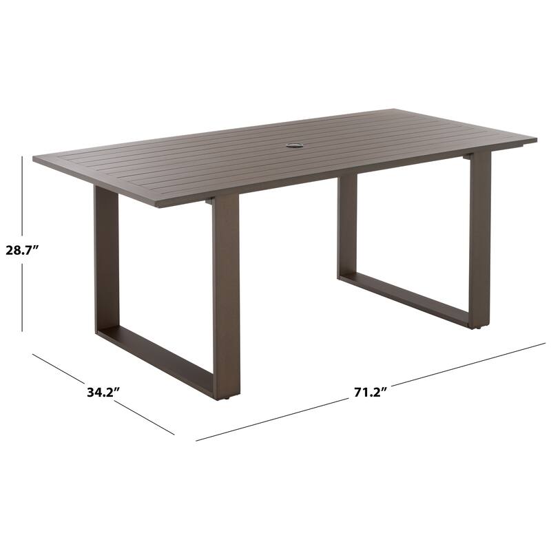 SAFAVIEH Outdoor Living Fash Aluminum Sled Leg Dining Table - 71"W x 34"D x 29"H