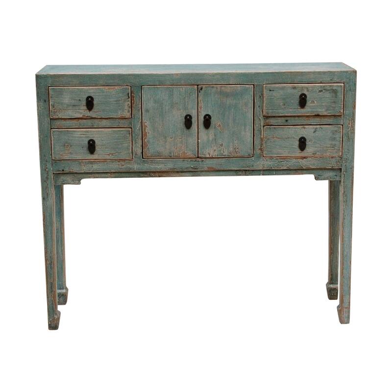 Artissance Console Table w/4 Drawers, 39" Long, Weathered Soft Aqua