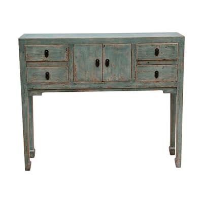 Artissance Console Table w/4 Drawers, 39" Long, Weathered Soft Aqua