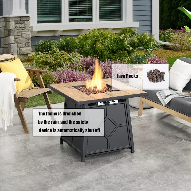 Clihome 23.62-inch Square 40,000 BTU Auto-Ignition Propane Gas Firepit