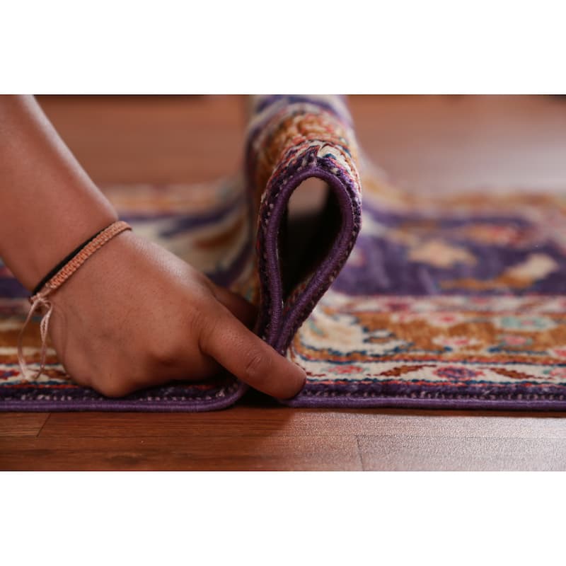 Hand Knotted Oriental 100% Wool Carpet Transitional Floral Purples Oushak Runner Rug - 9' 11'' X 2' 8''