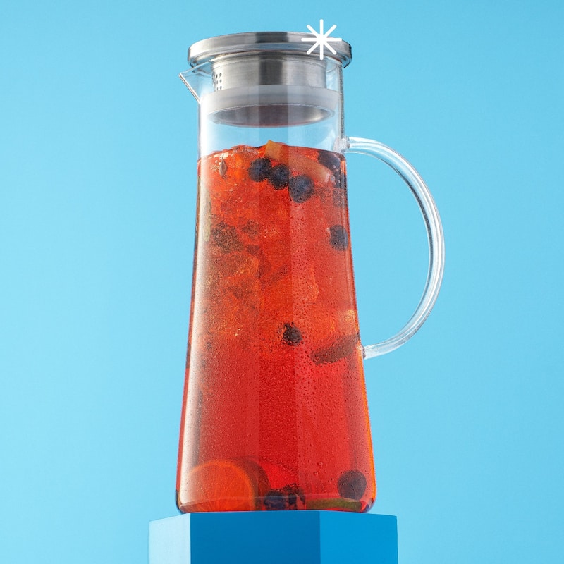 JoyJolt Breeze Glass Drink Water Pitcher with Stainless Steel Lid - 50 oz
