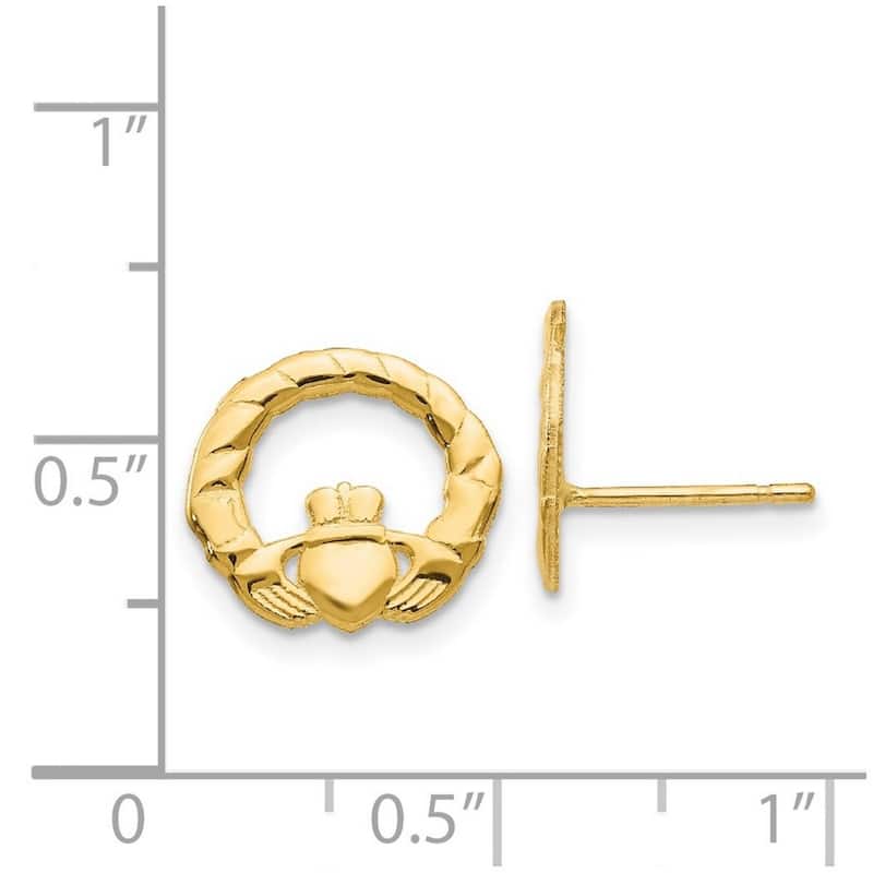 Curata 14k Yellow Gold 13mm Polished Twist Irish Claddagh Celtic Post Earrings