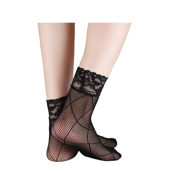 black fishnet ankle socks