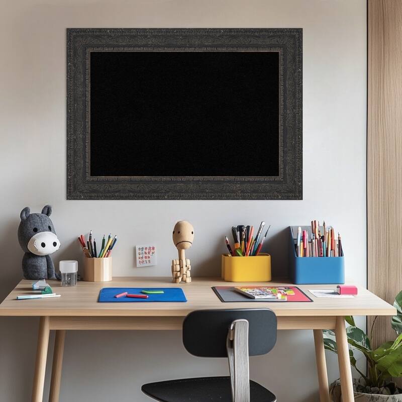 Attic Aged Black Wood Framed Cork Board - Bulletin Board, Organization Board, Pin Board