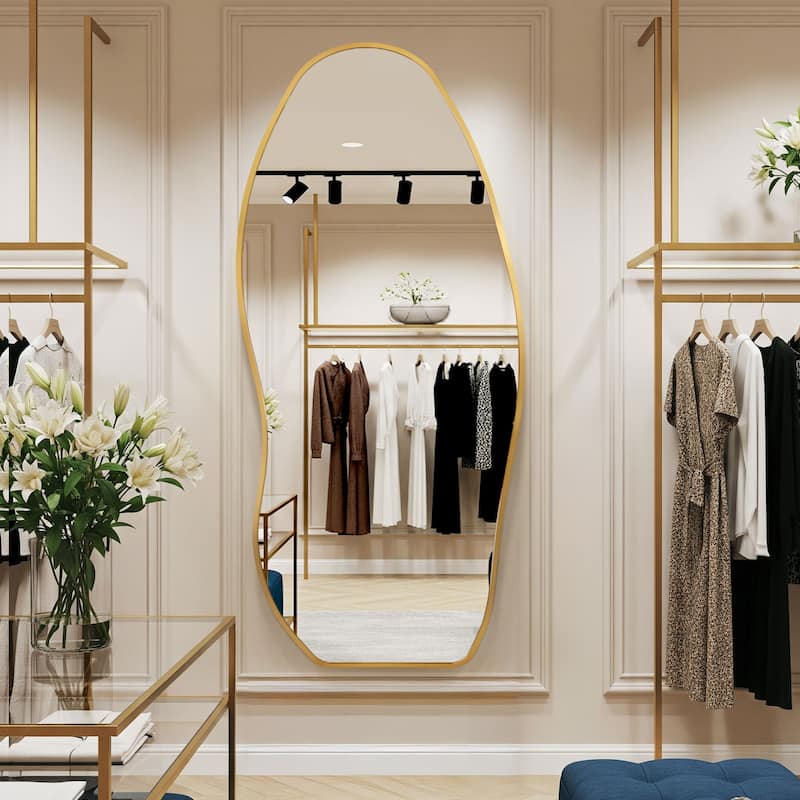 Metal Irregular Full Length Floor Mirror Freestanding Mirror Wall Mounted