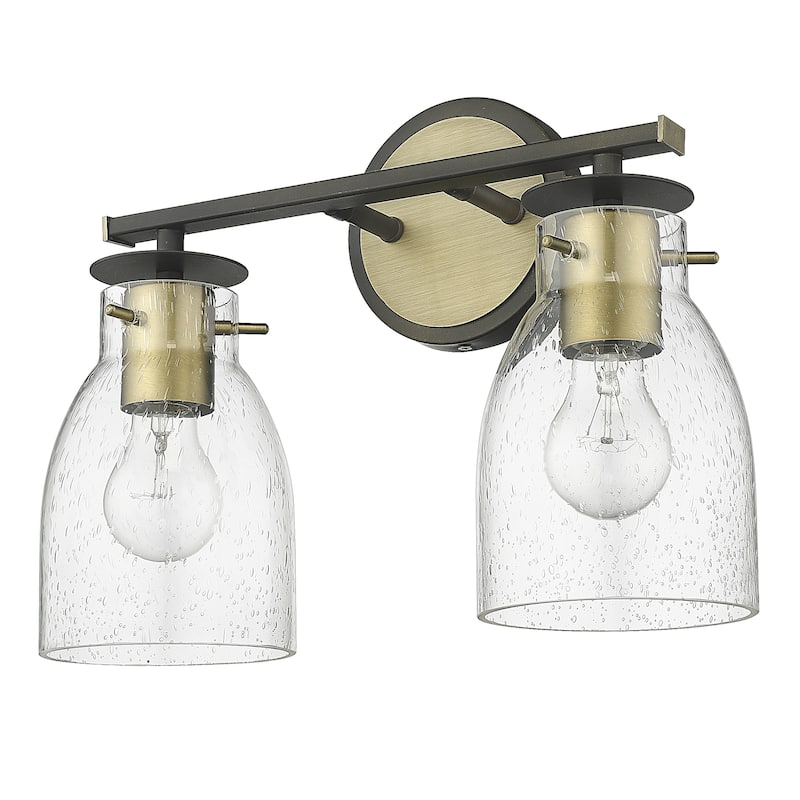 Shelby Oil Rubbed Bronze/ Antique Brass Bath/ Vanity Fixture w/ Clear Seedy Glass
