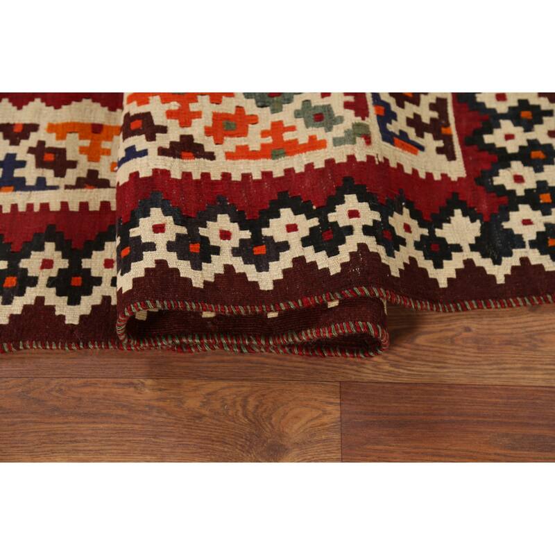 Kilim Qashqai Persian Vintage Rug Hand-Knotted Wool Carpet - 5'0"x 8'5"