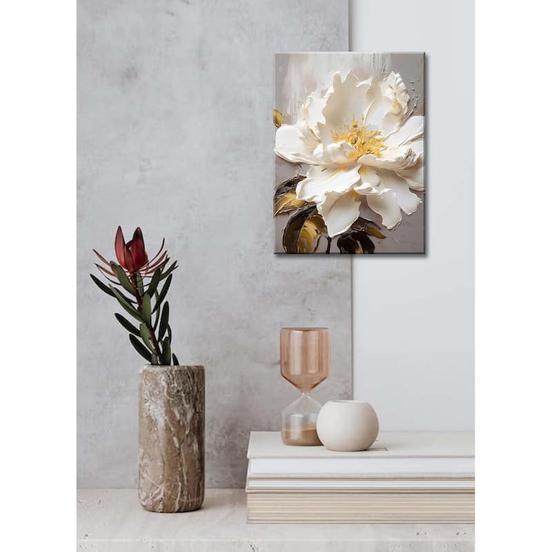 White Elegant Floral Canvas Art Prints Modern