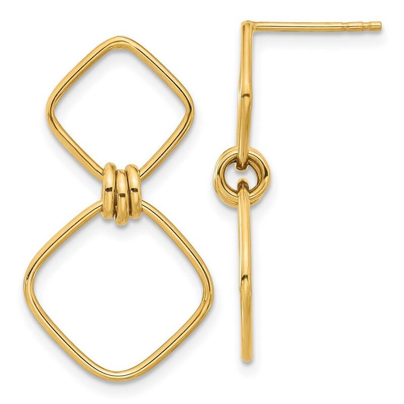 Curata 14k Yellow Gold Polished Guardian Angel Post Earrings - 27.18x15.87mm