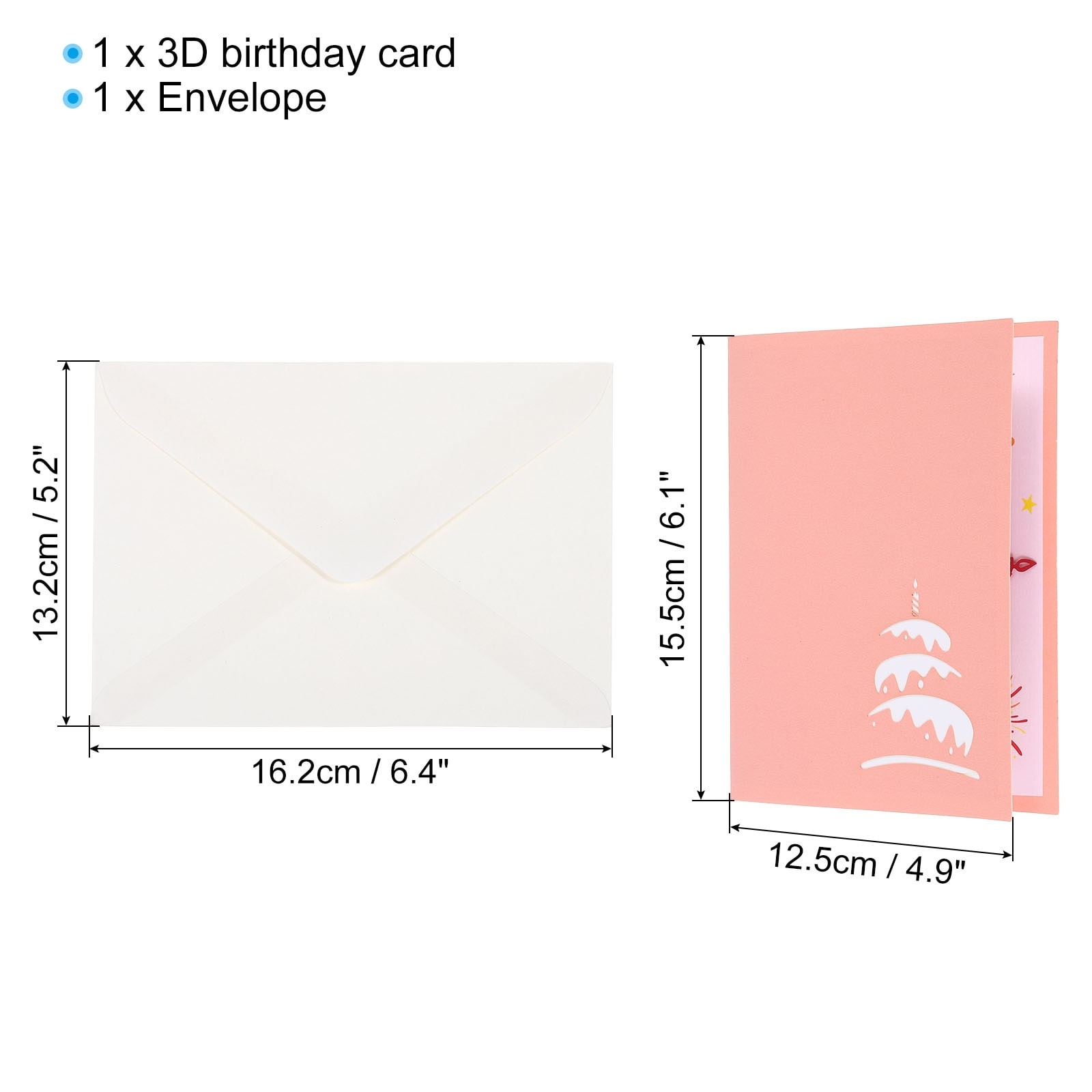 Birthday Card Pop-Out Cake Birthday Card Gift Card Funny Happy Birthday 3D Sweet with Envelope for Women Gift Best Friend