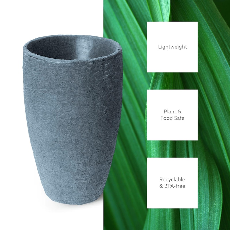 Algreen Products 87303 Athena 20.5" Self-Watering Flower Pot & Planter, Charcoal - 7.7