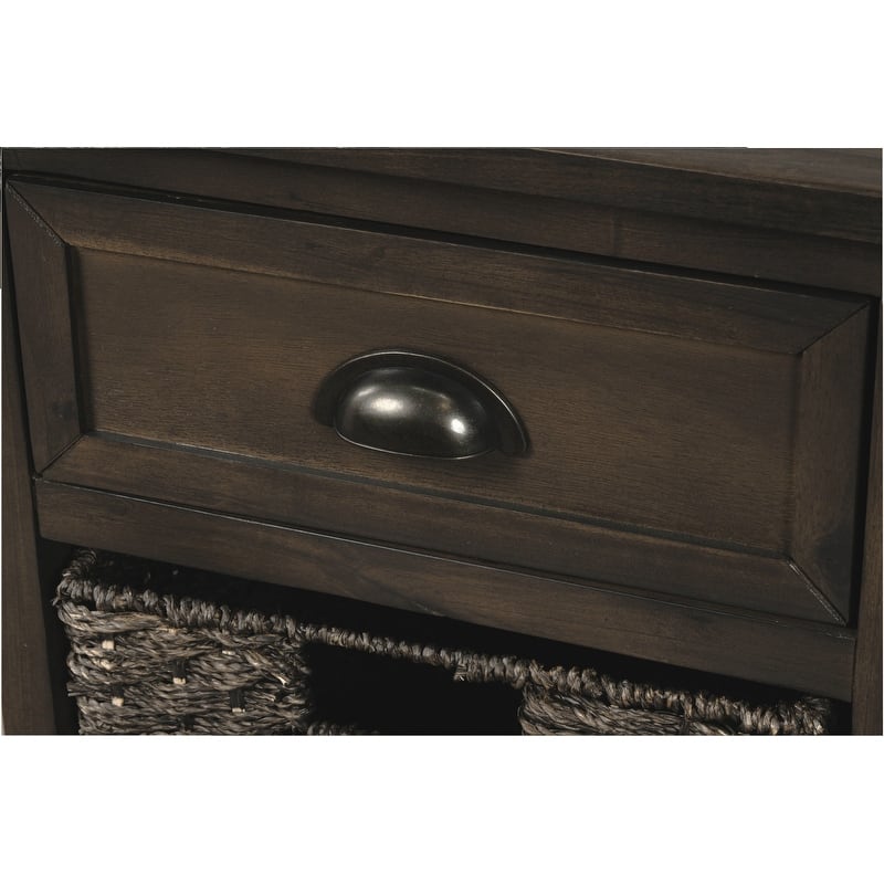 Rustic Acacia&Rattan Storage Cabinet-Farmhouse Style,No Assembly