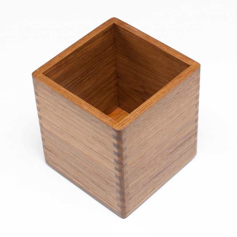Traditional Solid Teak Square Tissue Box Cover - 5.6" x 5.3" x 5.3".