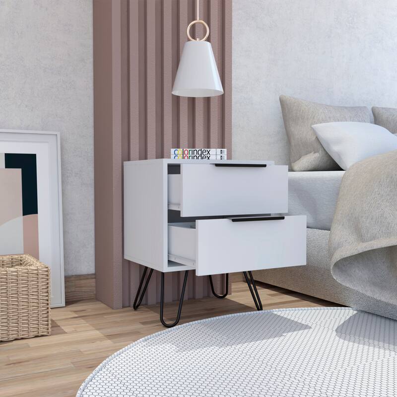 Nightstand Skyoner 2, Harpin Legs, Two Drawers, Black Wengue Finish