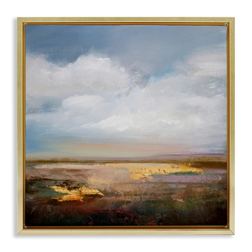 Stupell Calm Landscape & Clouds Framed Floater Canvas Wall Art Design By Karen Hale