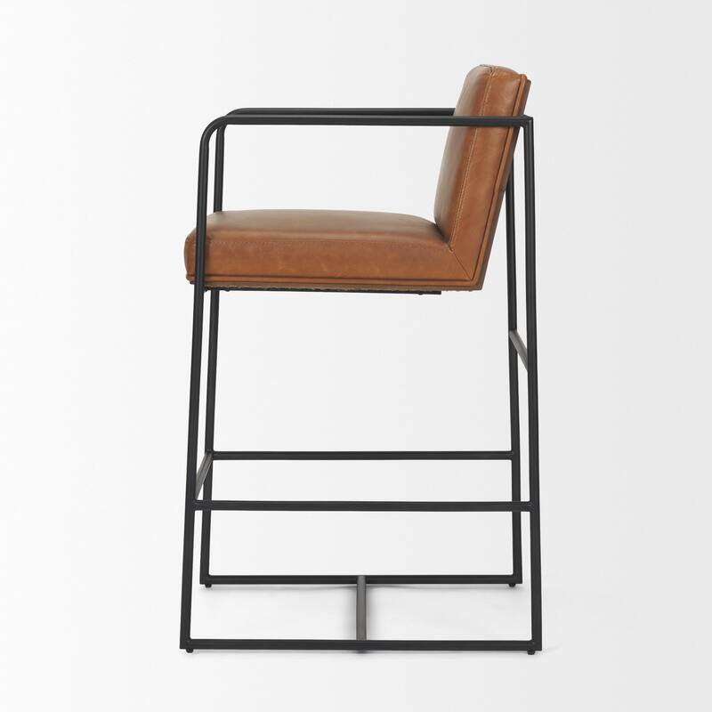 Stamford 36.5" Light Beige Upholstered Seat w/ Wood Back, Metal Frame Counter Stool