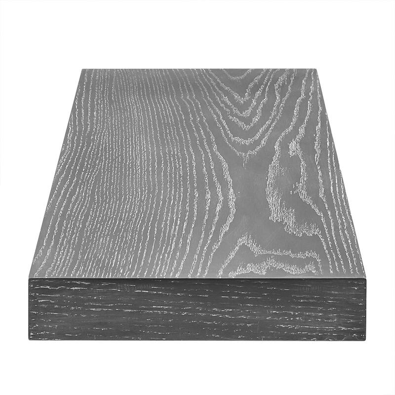 HomeRoots 75" Gray Wooden Wall Mounted Floating Shelf